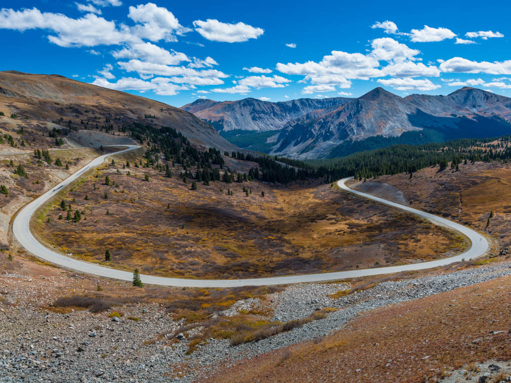 hairpin turn near top of Cottonwood Pass over the Continental Divide in Colorado
