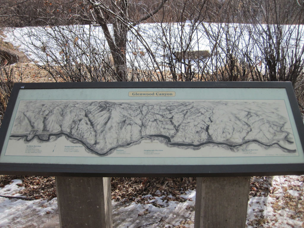 info sign and map at a rest stop in Glenwood Canyon, Colorado