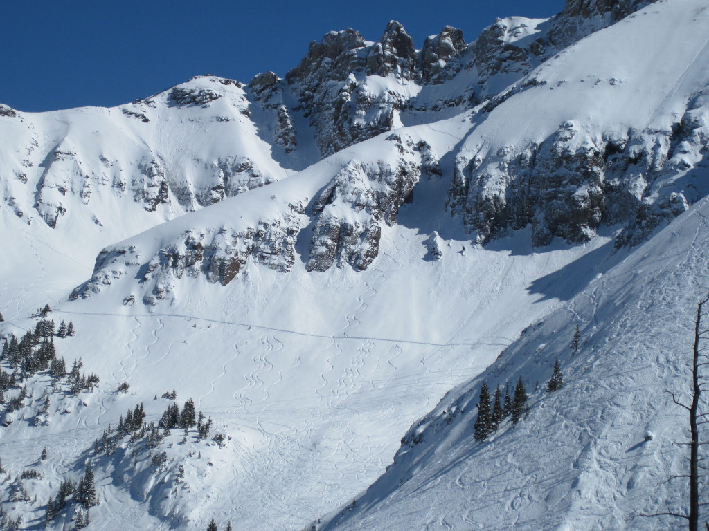 Jello's Bowl on a powder day at Telluride Ski Resort in Colorado