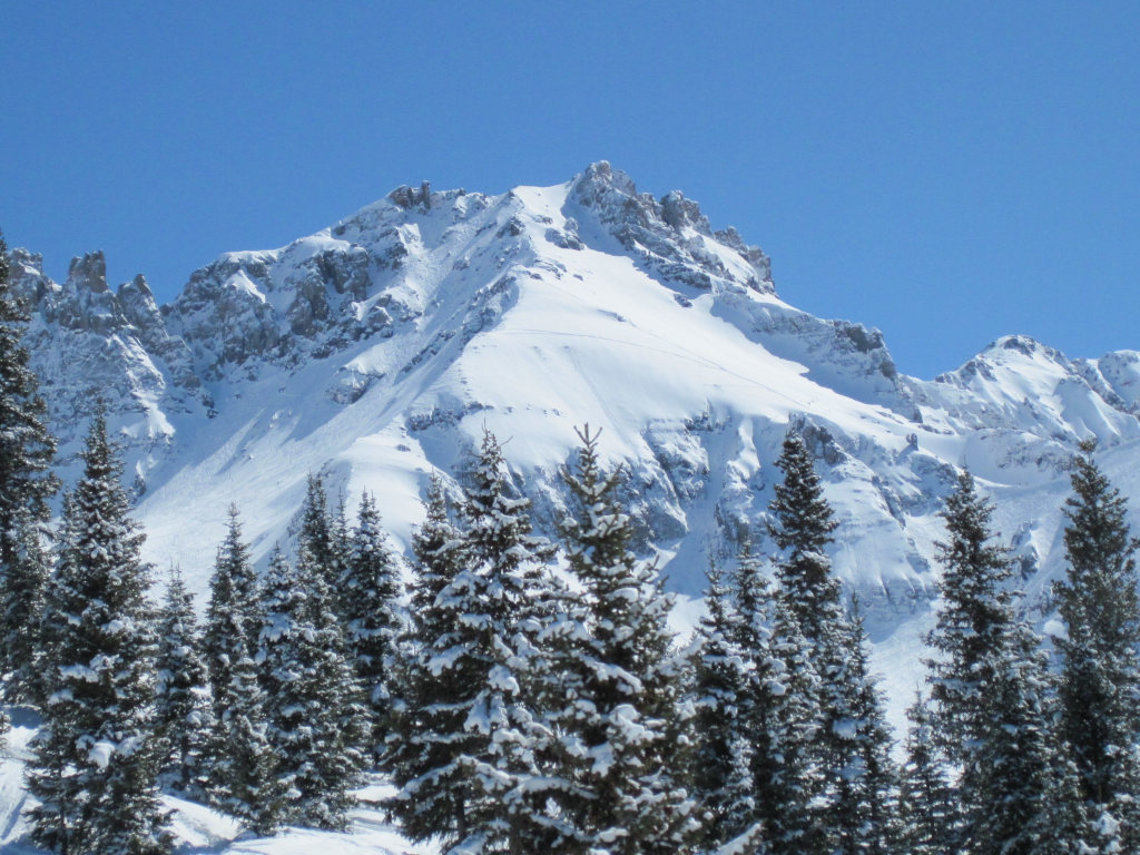 Palmyra Peak at Telluride Ski Resort as seen from Prospect Bowl