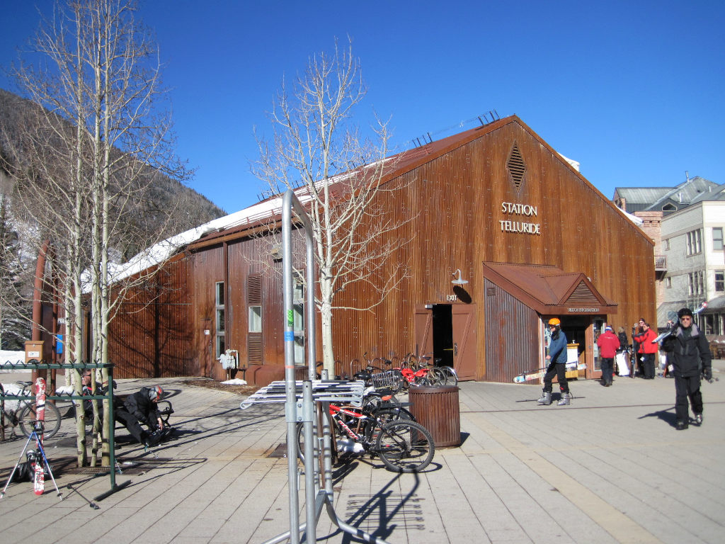 Station Telluride downtown Telluride gondola loading station in winter