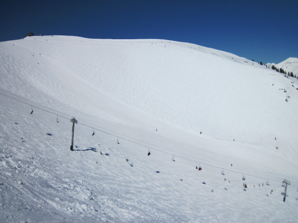 looking across Telluride Revelation Bowl on sunny winter day