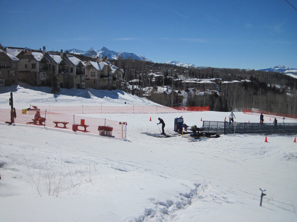 beginner learning zone at the top of Meadows ski trail at Telluride