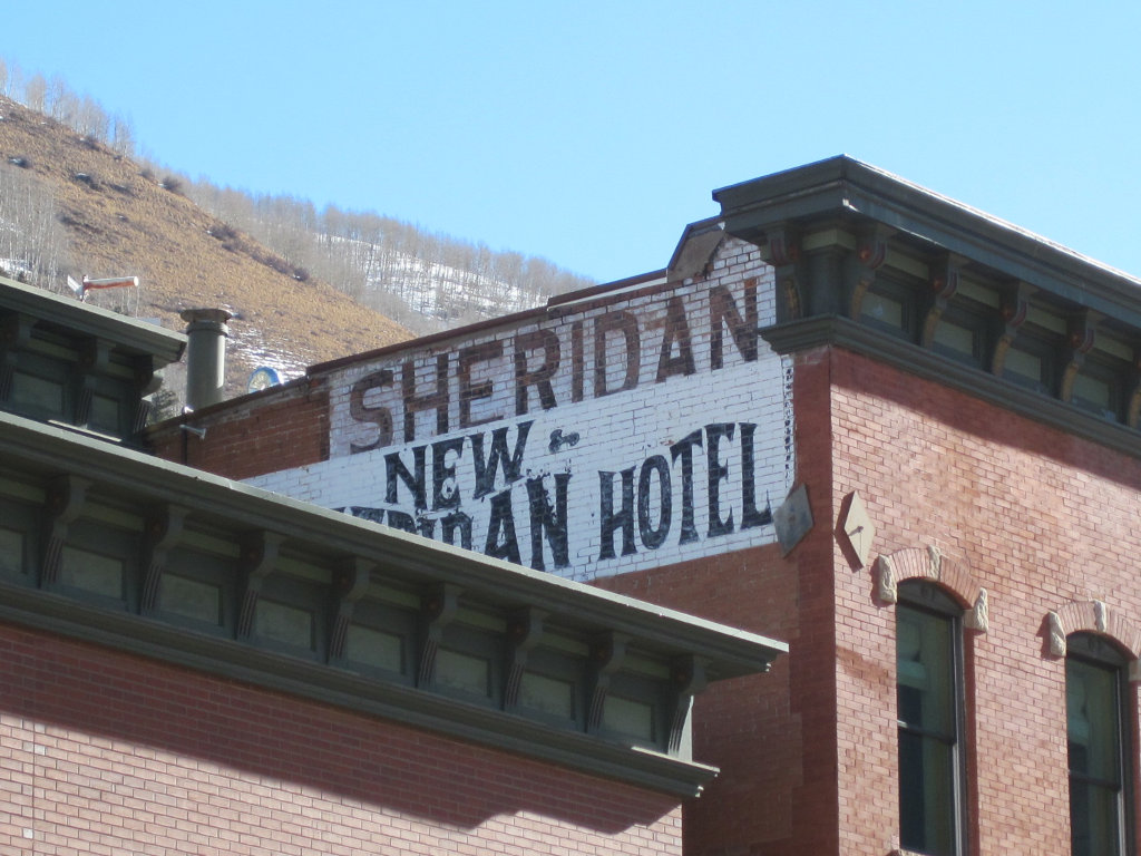 Lettering on side of the historic New Sheridan Hotel in Telluride