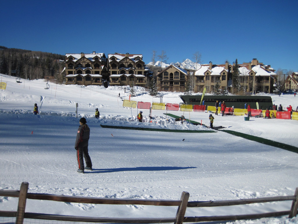 magic carpet learning area for beginner skiers at Telluride in winter morning