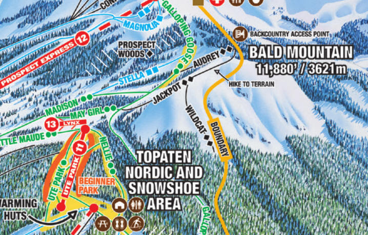 Bald Mountain Telluride hiking terrain trail map