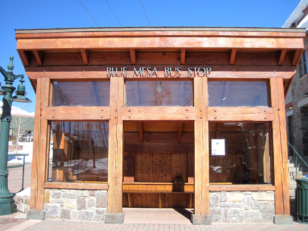 Blue Mesa bust stop in Telluride Mountain village