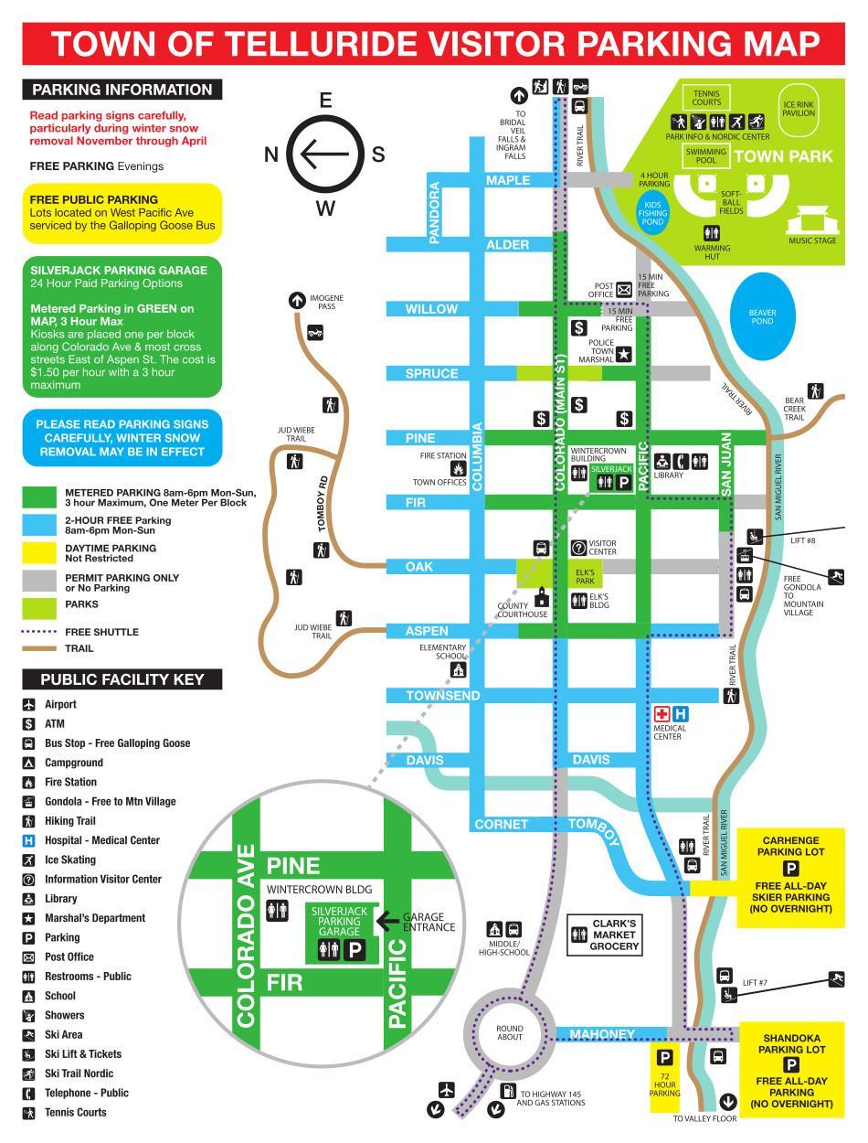 downtown Telluride parking map