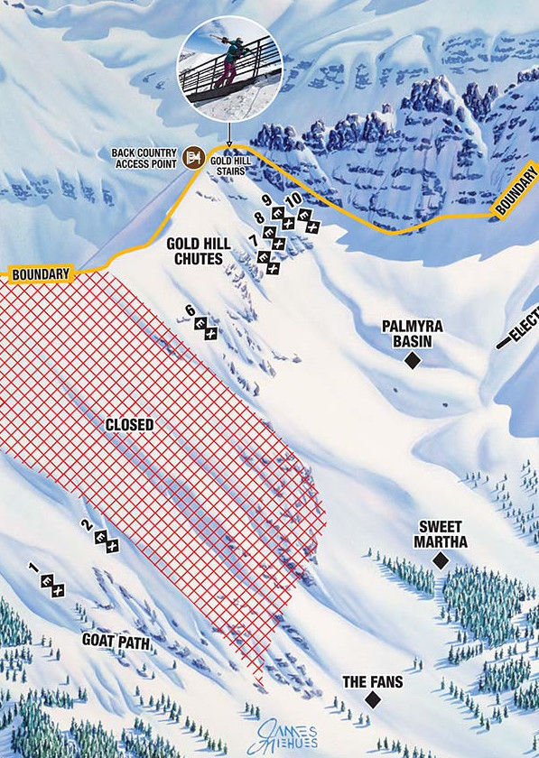 Gold Hill Chutes trail map at Telluride