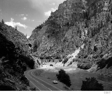 US Highway 6 historical photo on US 6 in Glenwood Canyon