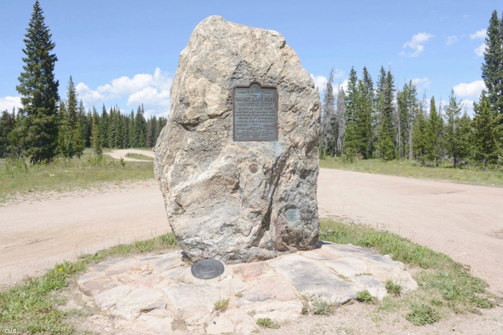 historical marker on rabbit ears pass on the continental divide