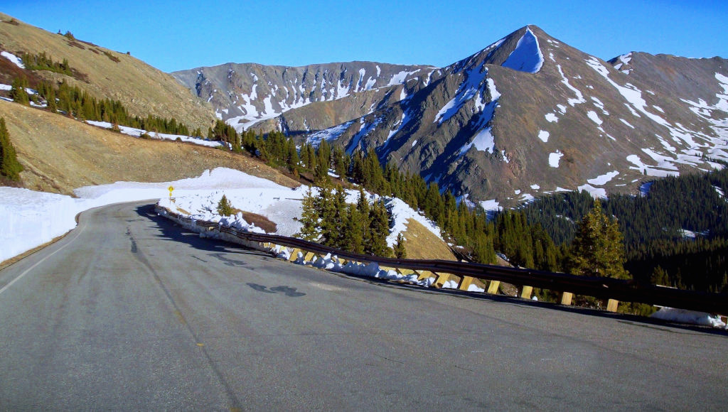 Cottonwood Pass over the Continental Divide in Colorado in spring season while snow is melting