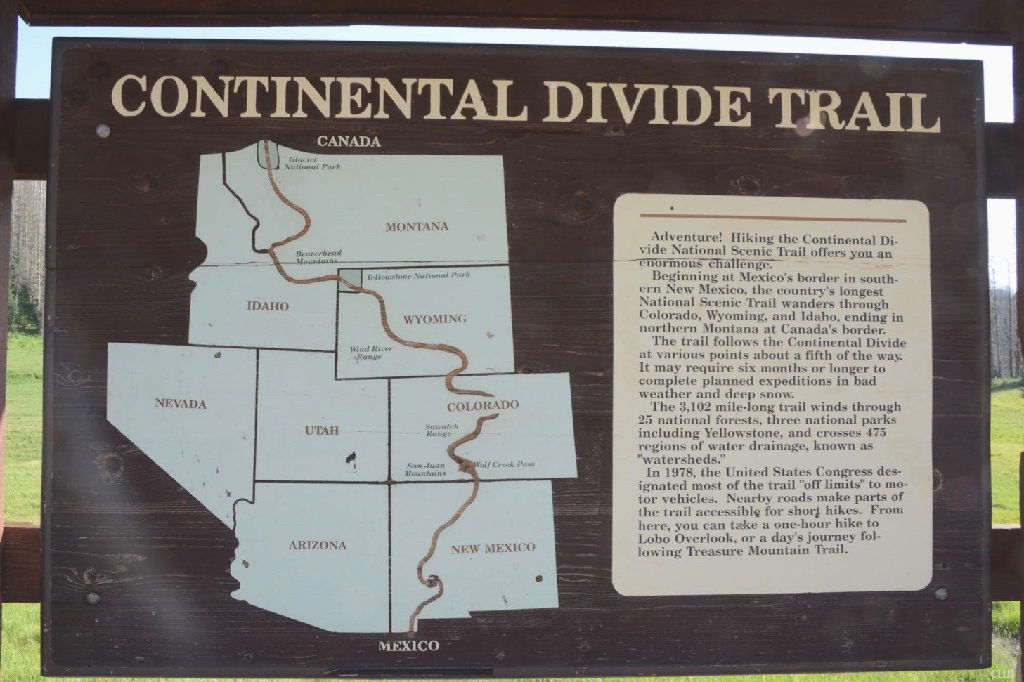 Continental Divide Trail sign on Wolf Creek Pass