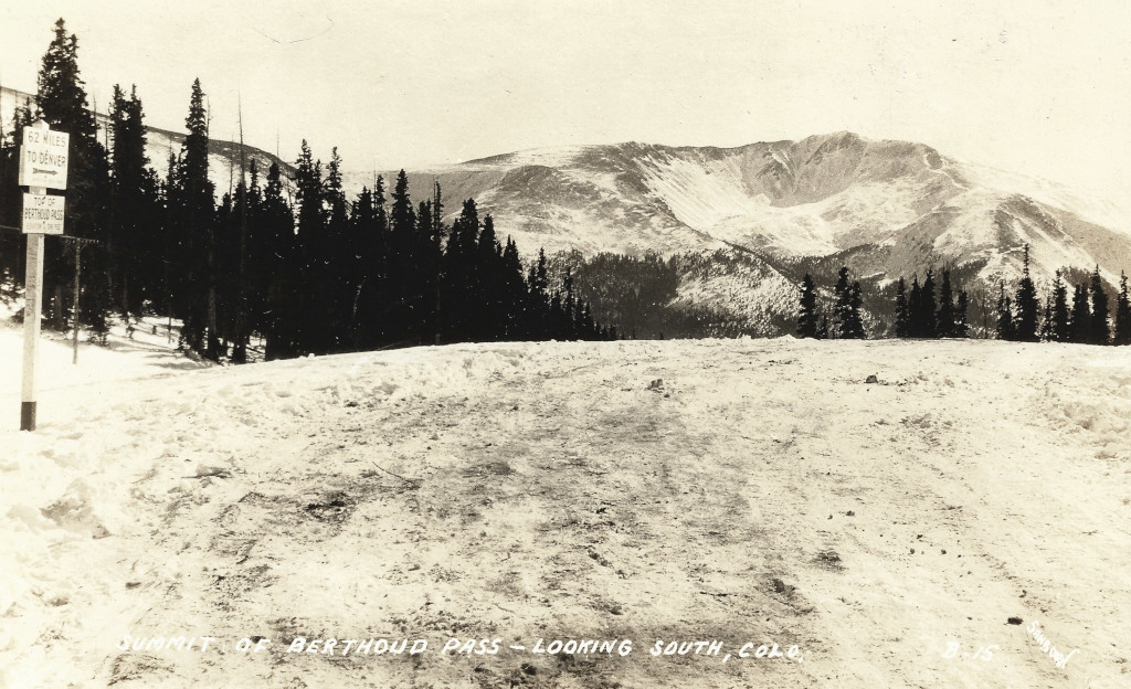 Berthoud Pass Continental Divide sign during the early 1900s