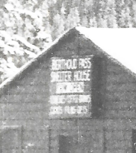Berthoud Pass shelter house sign during winter of 1947-1948