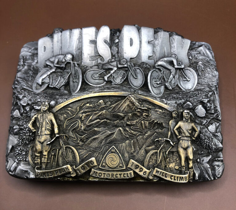 1996 Pikes Peak belt buckle celebrating the Van Buren sisters