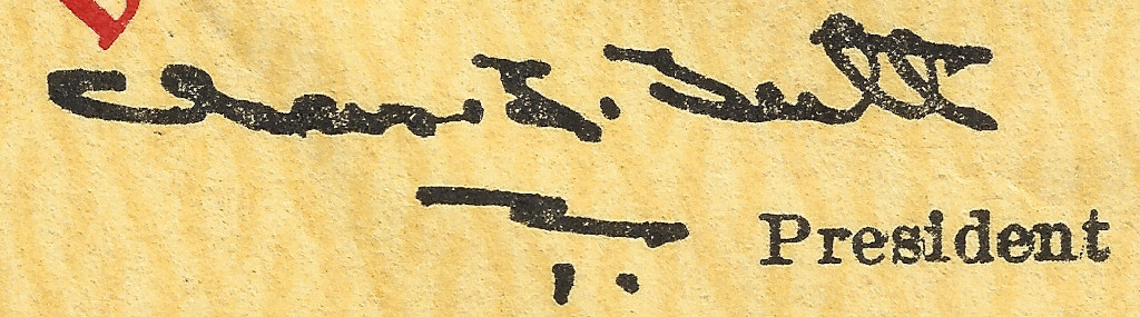 Charles L. Tutt signature on 1947 Cheyenne Mountain Highway Souvenir Toll Ticket Lot LT-C24457