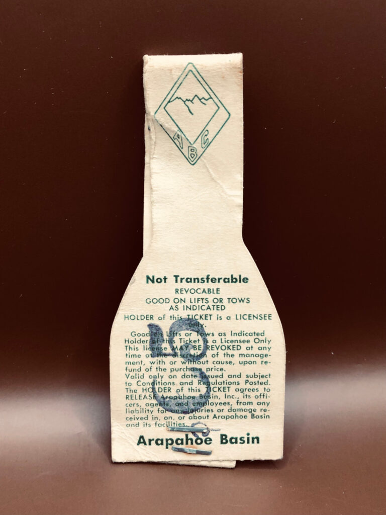 historical Arapahoe Basin Lift Ticket circa 1950s ID CLT-AC5
