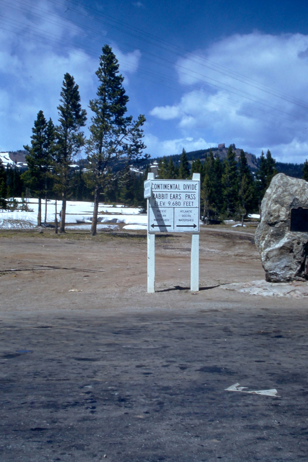 1954 Rabbit Ears Pass Continental Divide Sign Kodachrome Slide CRA-184 main image of sign