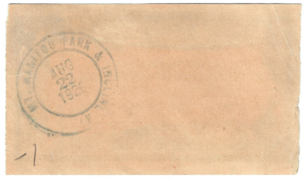 1926 Manitou Incline Ticket PIK-75270 backside