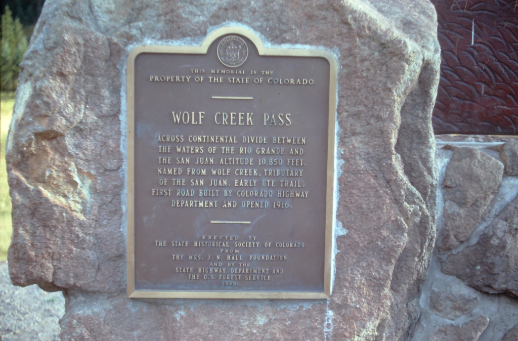 1968 Wolf Creek Pass Continental Divide Sign Kodachrome Slide plaque