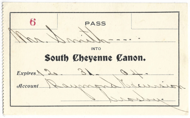 1904 South Cheyenne Cañon Toll Road Pass PIK-046 front