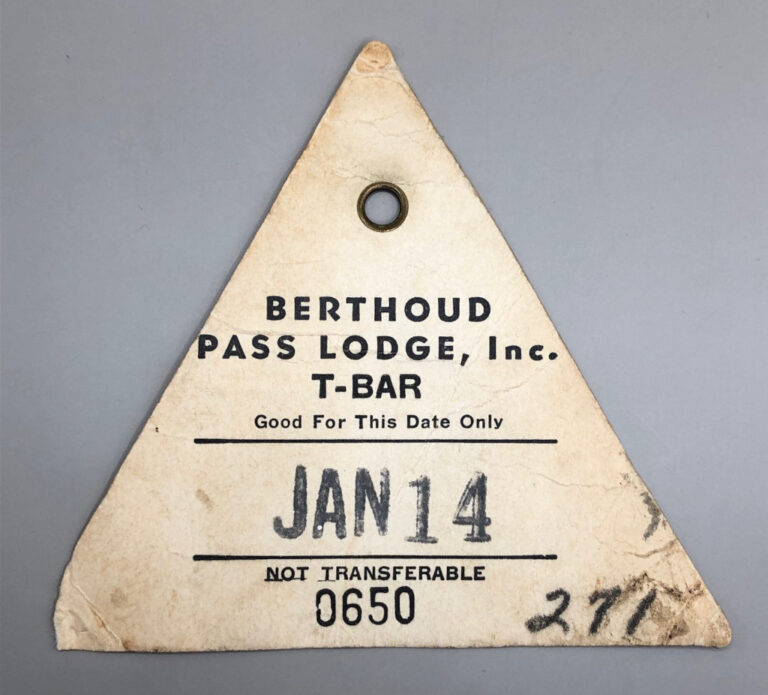 Berthoud Pass Ski Area T-Bar Ticket #CB-0650A front