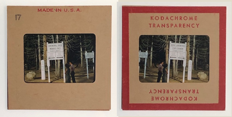 early 1950s Monarch Pass Continental Divide Sign Slide CMO-5017 slide front and back