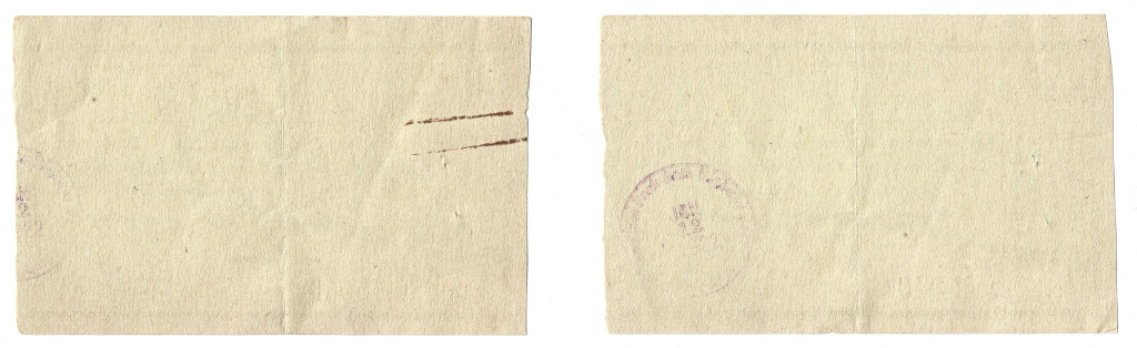 1922 Pikes Peak Souvenir Toll Road Tickets PIK-45045 and PIK-45046 backside scan