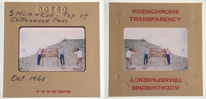 Cottonwood Pass Continental Divide sign slides from 1960