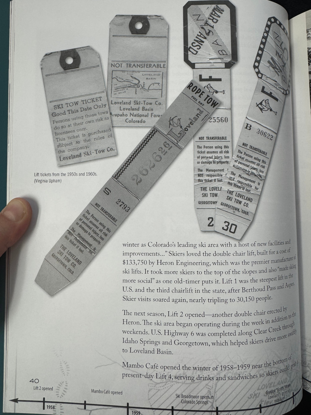 1950s and 1960s Loveland lift tickets